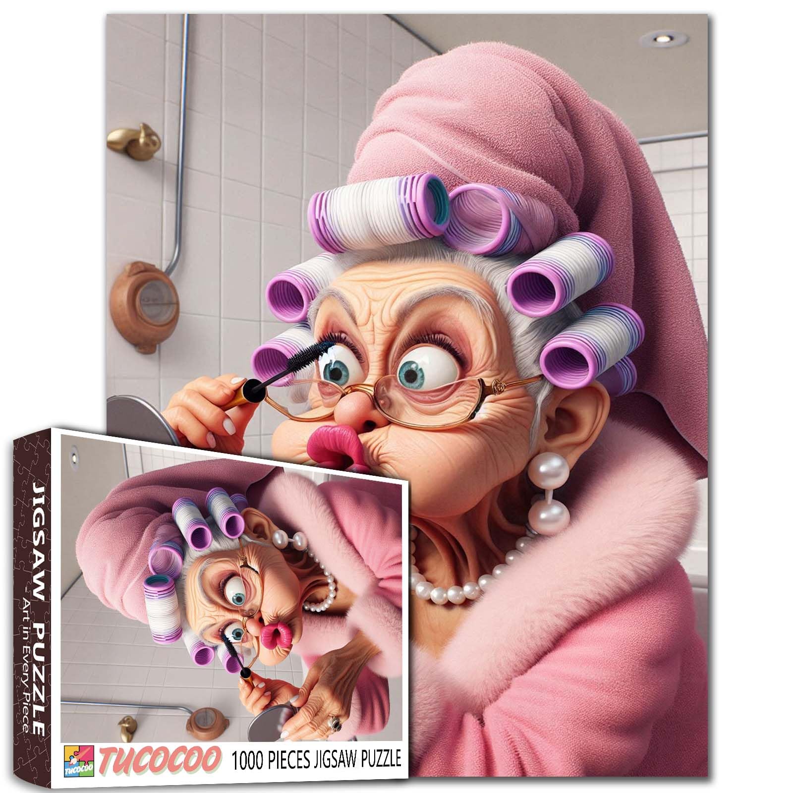 Old Grandma Makeup Jigsaw Puzzles 1000 Pieces for Adults — image 1