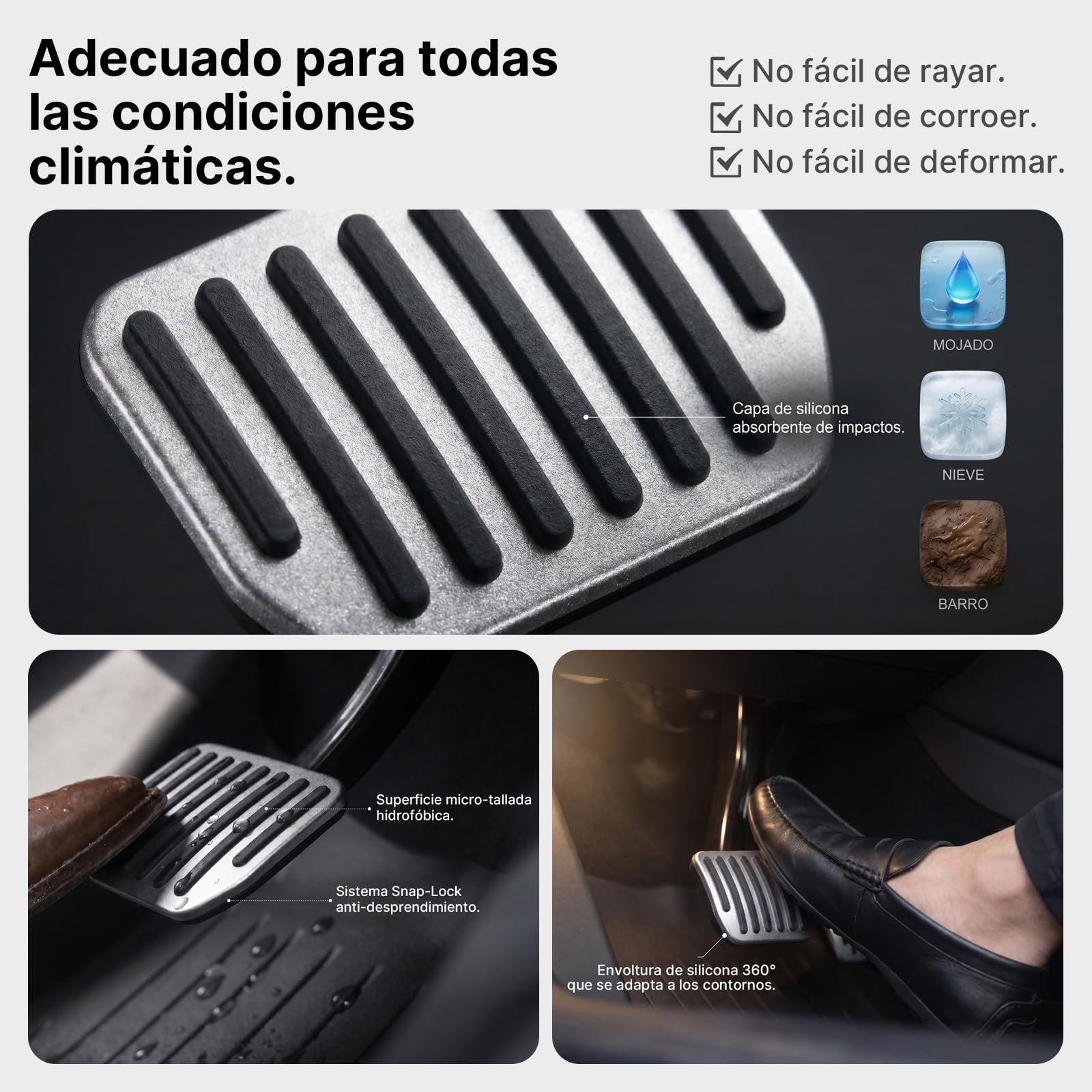 Cubre Pedales de Freno y Acelerador para Tesla Model 3 (2017-2026) y Model Y (2020-2026) - Pedales de Aluminio Antideslizante Compatible con Model 3 Highland y Model Y Juniper