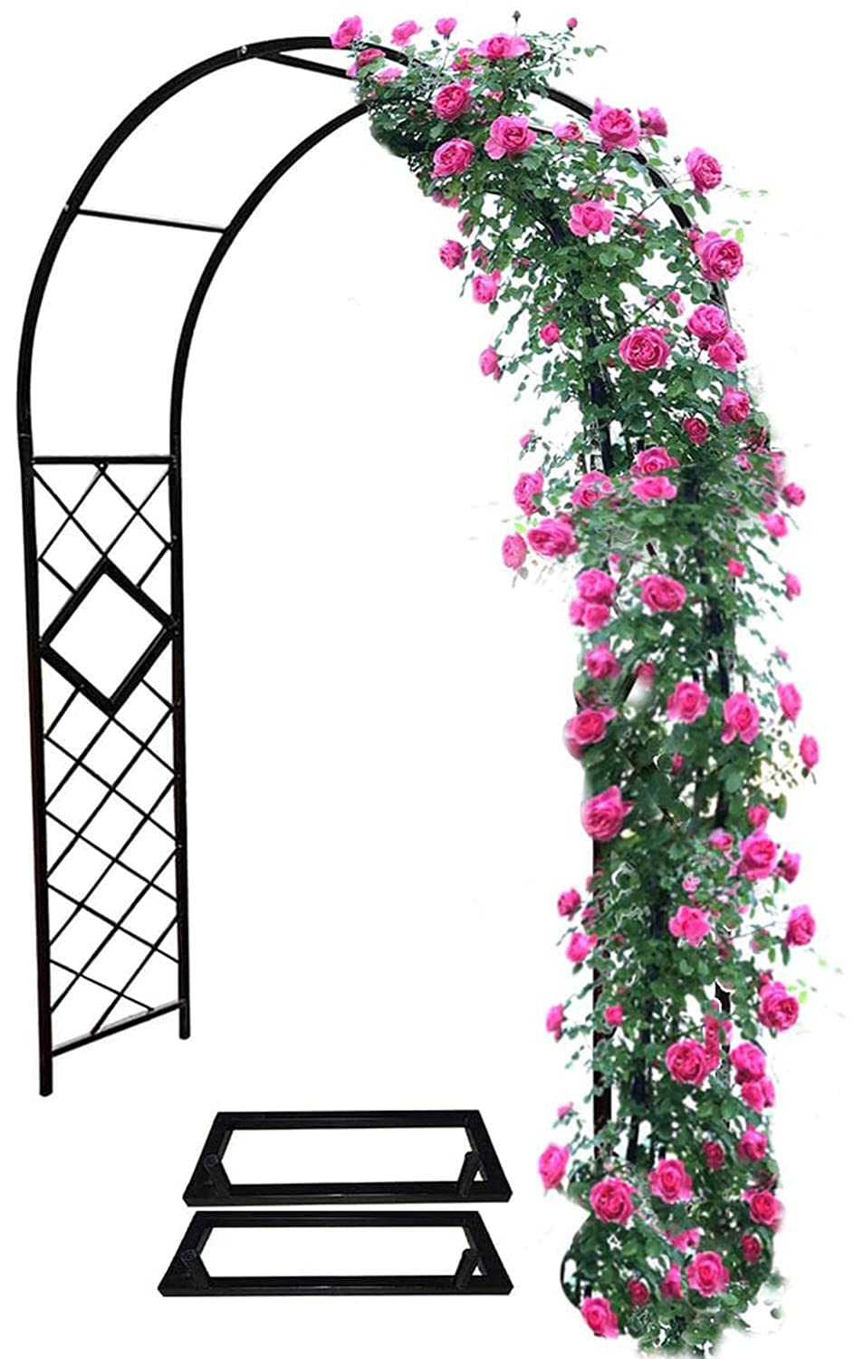 Pergola ogrodowa z metalu, łuk różany, pergola, do ogrodu, na trawnik, podwórko, taras, wesele, czarny - 180 cm