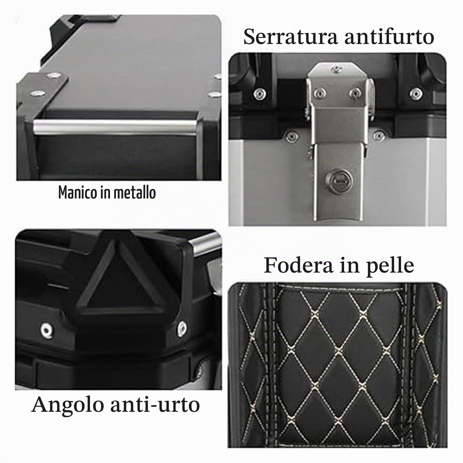 Dmmfmfterl 38L alluminio valigie laterali per motocicli coppia valigie laterali per motocicli valigia bagagli con supporto di montaggio e serrature di sicurezza impermeabili (nero, 45 x 36.6 x 22