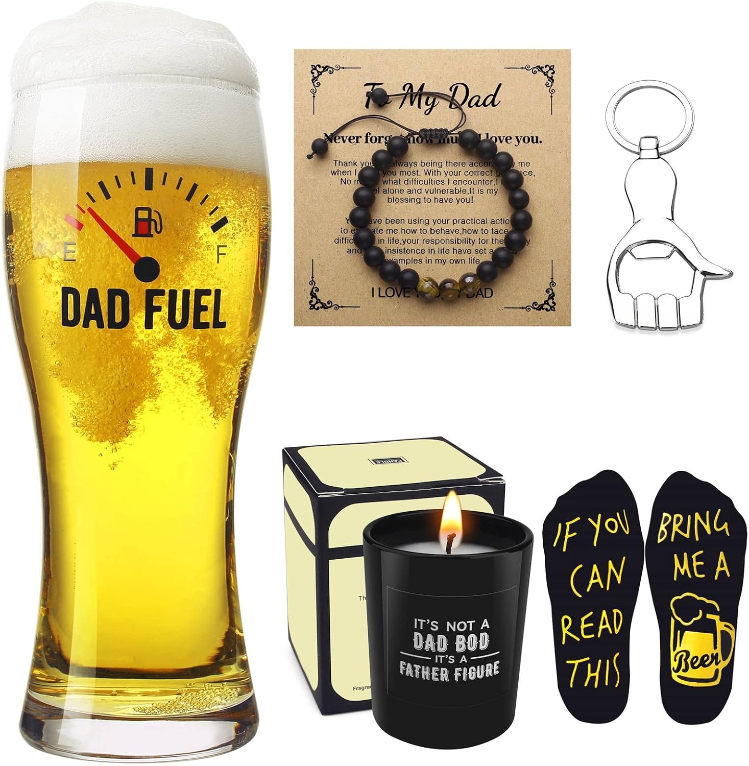 Luka Tech Father‘s Day Gifts for Dad from Son Daughter, Funny Beer Glass 450ml,Unique Birthday Gifts for Dad,Men,Grandpa,Father,Fathers Day Dad Fuel