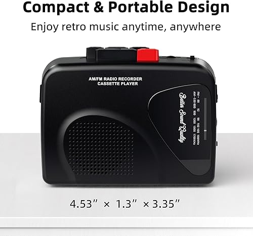 Miniatura 6 de Grabadoras de cinta para reproductor de casete, radio AMFM, reproductor de cinta portátil, grabaciones de altavoces integrados, grabación manual,