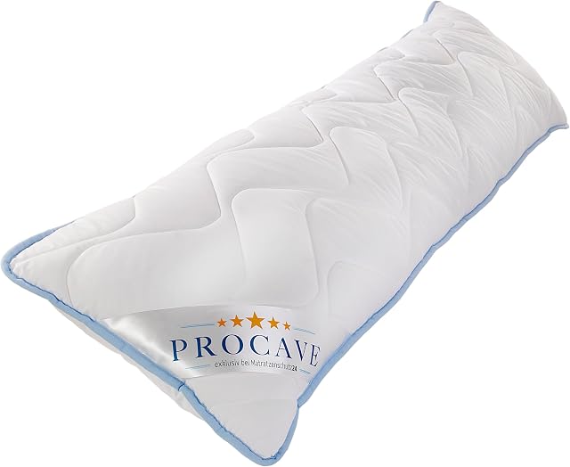 PROCAVE TopCool poduszka do spania na boku, z poszewką, poduszka do karmienia piersią, miękka poduszka ciążowa, 40 x 145 cm, produkt niemiecki