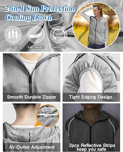 Miniatura 4 de HJDHS Chaleco de refrigeración con 2 ventiladores, chaleco con aire acondicionado de 3 velocidades alimentado por pilas, para hombres y mujeres, MS