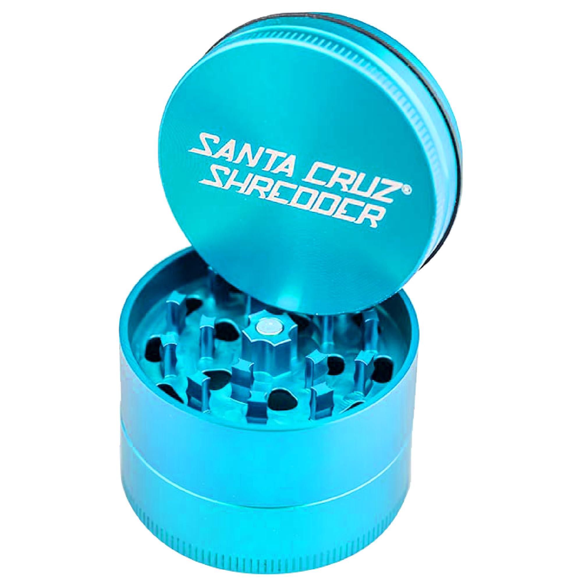 Santa Cruz Shredder Metal Herb Grinder Knurled Top for Stronger Grip 3-Piece Medium 2.2" (Teal)