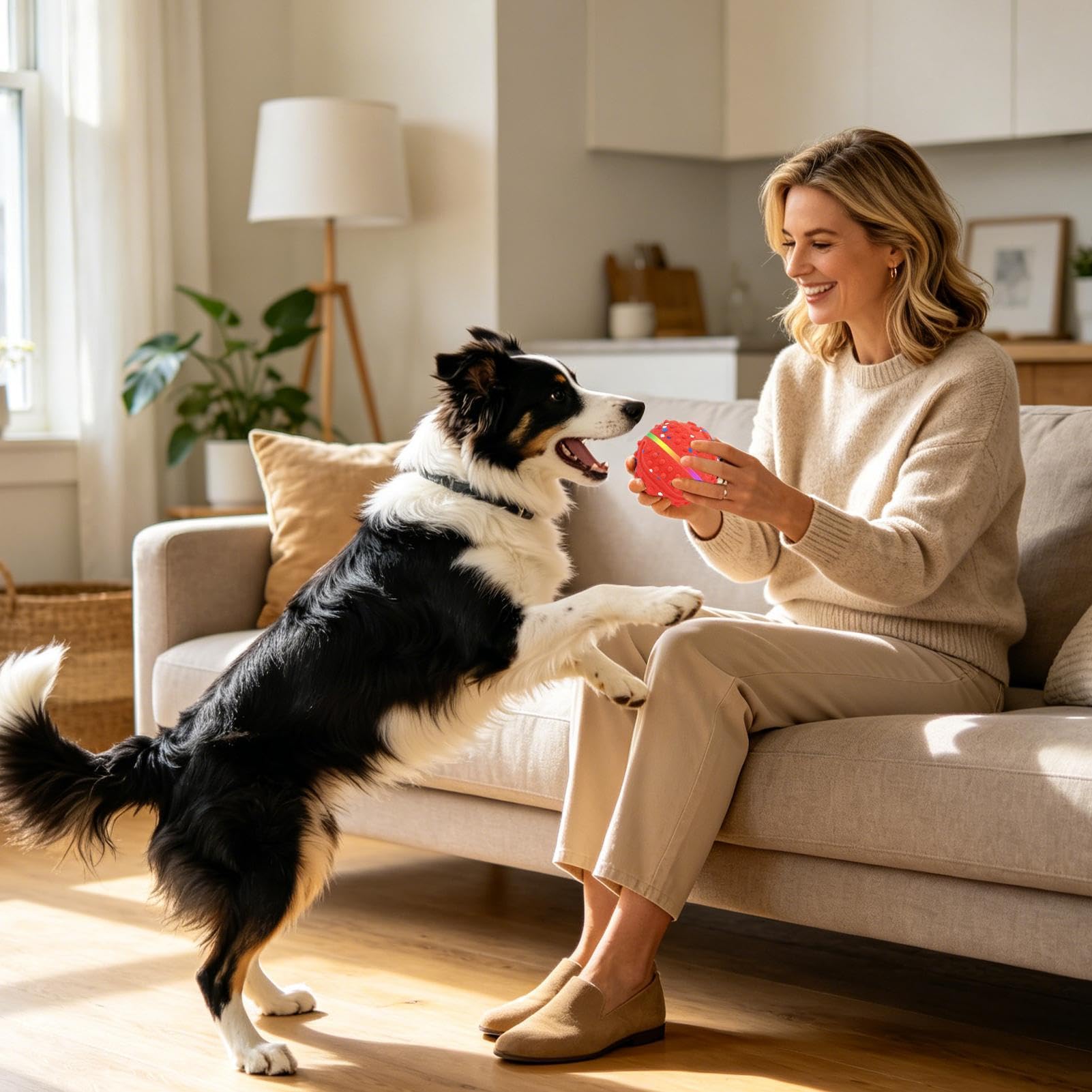 Balle Interactive Pour Chien Rebondissante, étanche avec lumières et 3