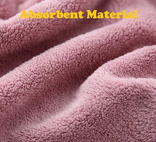 Miniatura 3 de M-bestl Paquete de 2 toallas de microfibra para el cabello, toalla de secado de cabello con diseño de botón, toalla para la cabeza para secar el