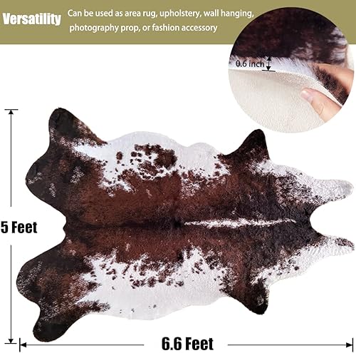 Miniatura 8 de Alfombra de piel de vaca sintética de 6.2 x 8.3 pies, alfombra de área con estampado de vaca, lindas alfombras con estampado de animales para