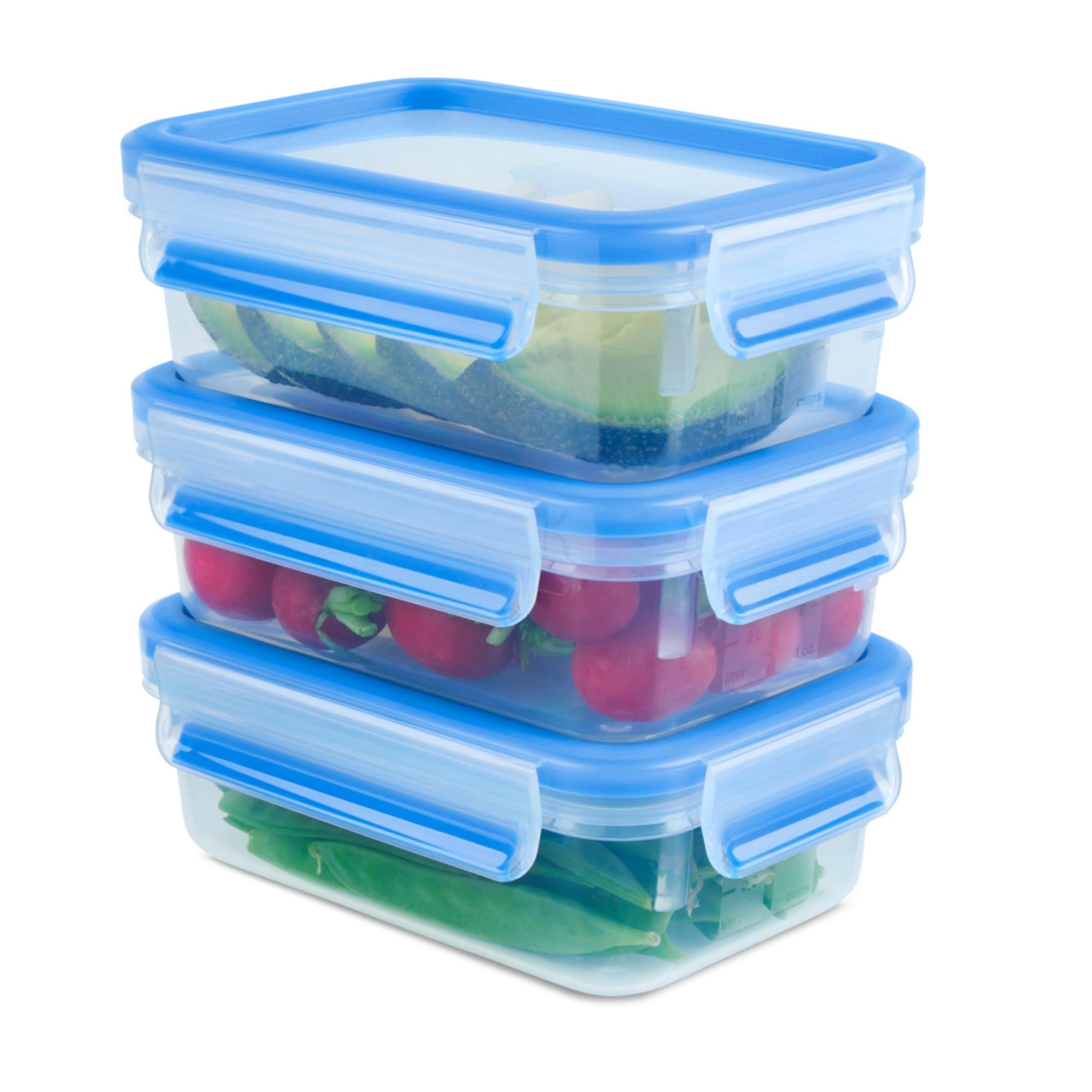Emsa Clip&Close Fresh - Set de 3 Recipientes Herméticos Plástico de 0,55 L, higiénico, no olores ni sabores, apto lavavajillas y microondas, certificado Baby Care