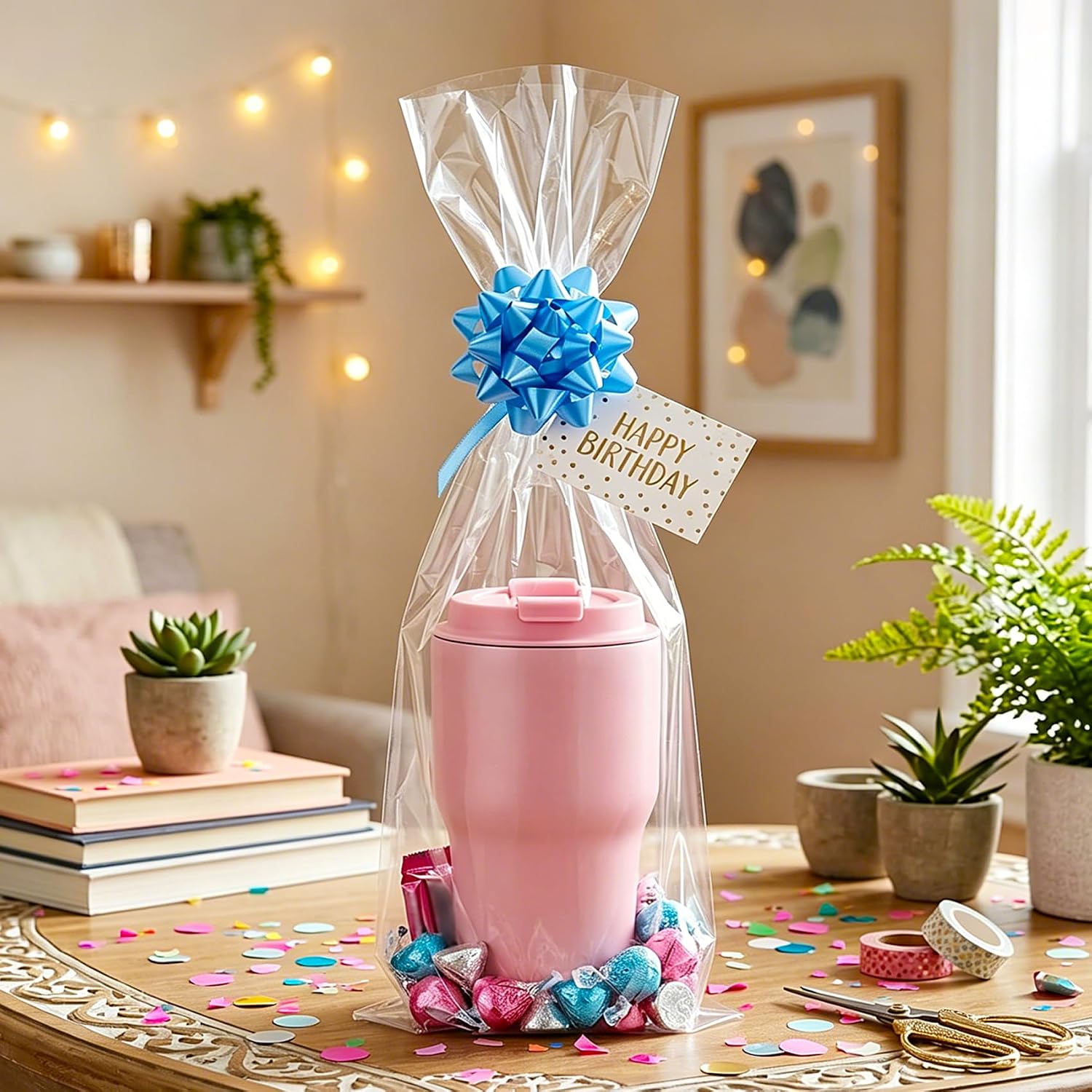 Yotelab 9x20 Inches Cellophane Bags, 20Pcs Clear Cellophane Gift Bags(Ribbon NOT Included)