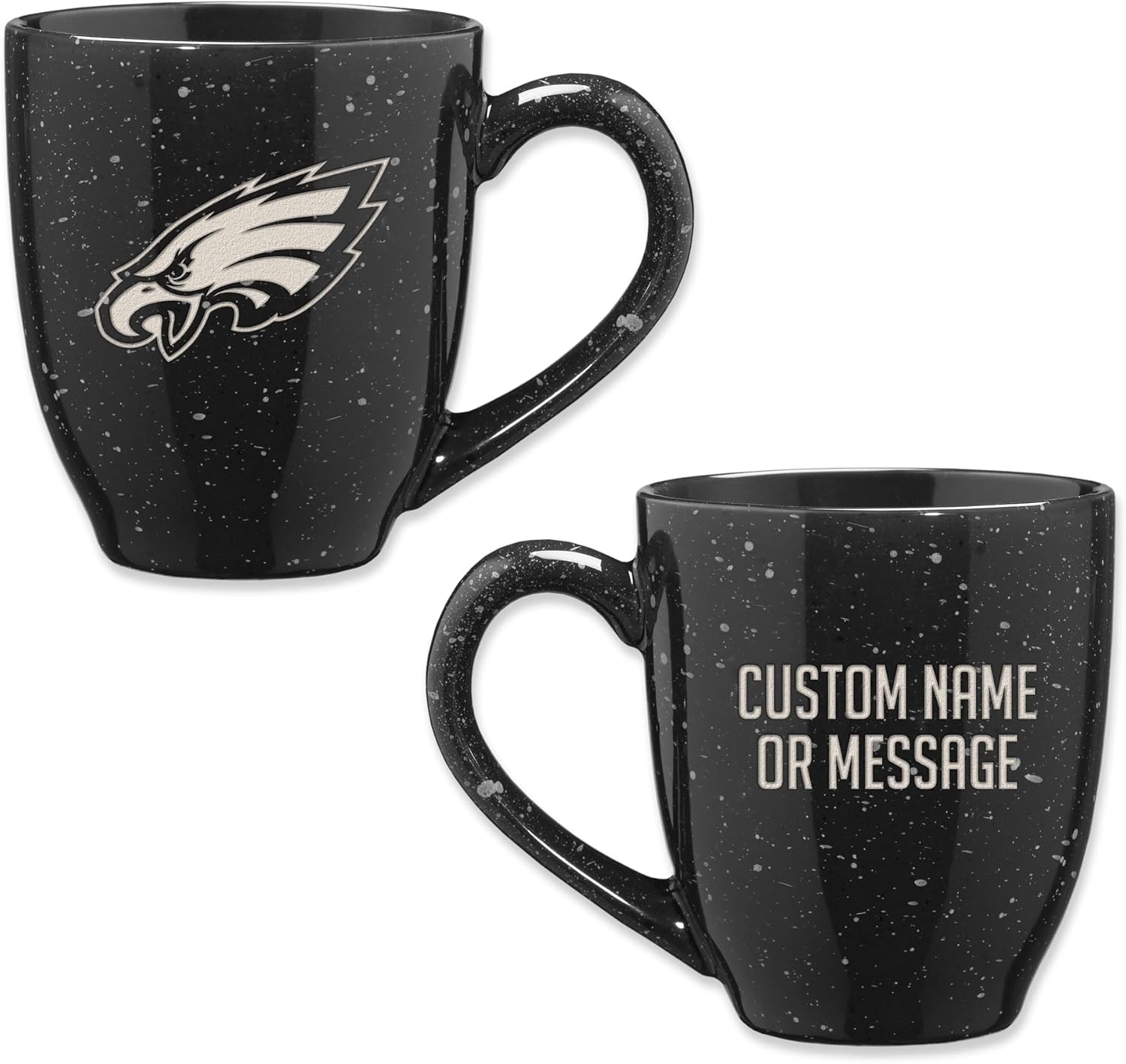 Rico Industries NFL Teams Standard/Primary Personalized 16 oz Team Color Laser Engraved Speckled Ceramic Coffee Mug