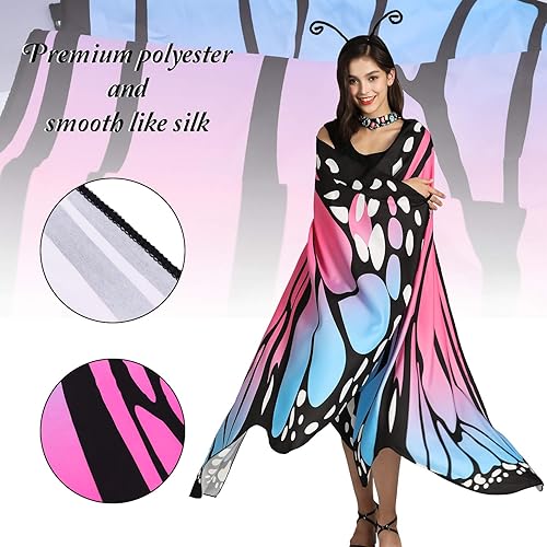 Miniatura 4 de PHAXCOO Butterfly Wings for Women Butterfly Shawl Fairy Ladies Cape Nymph Pixie Halloween Costume Accessory