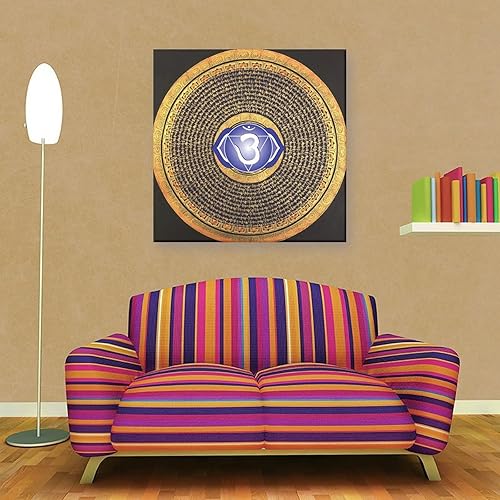 Miniatura 10 de Tercer ojo chakra mantra mandala budismo religión meditación cartel Buda decorativo lienzo arte de pared sala de estar dormitorio pintura 16 x 16