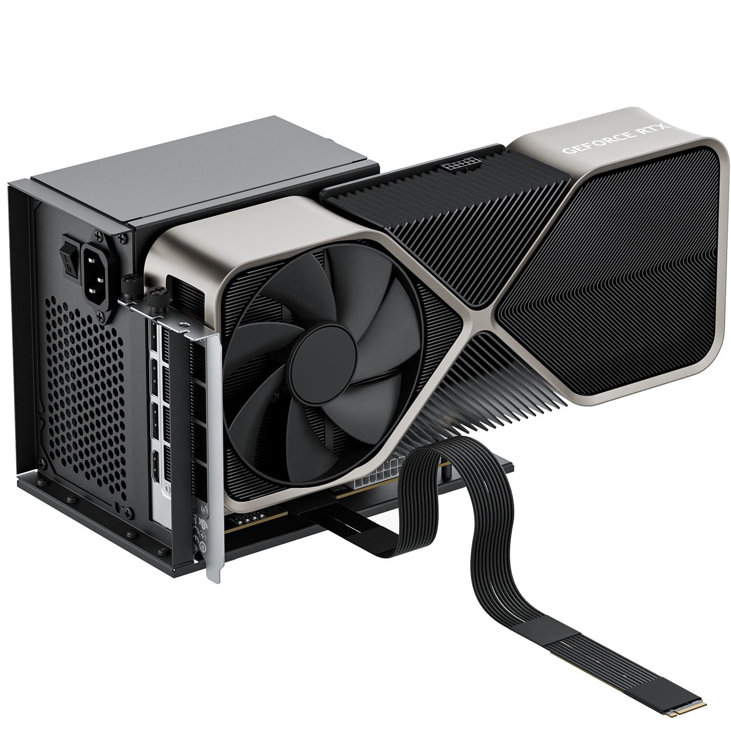 OwlTree PCIe 5.0 x4 128Gbps eGPU Dock for 50 Series Graphics Card M.2 NVME to PCIe x16 Riser Cable 50cm Supports Standard ATX Power Supply and External GPU for Mini PC NUC Laptop-image-7