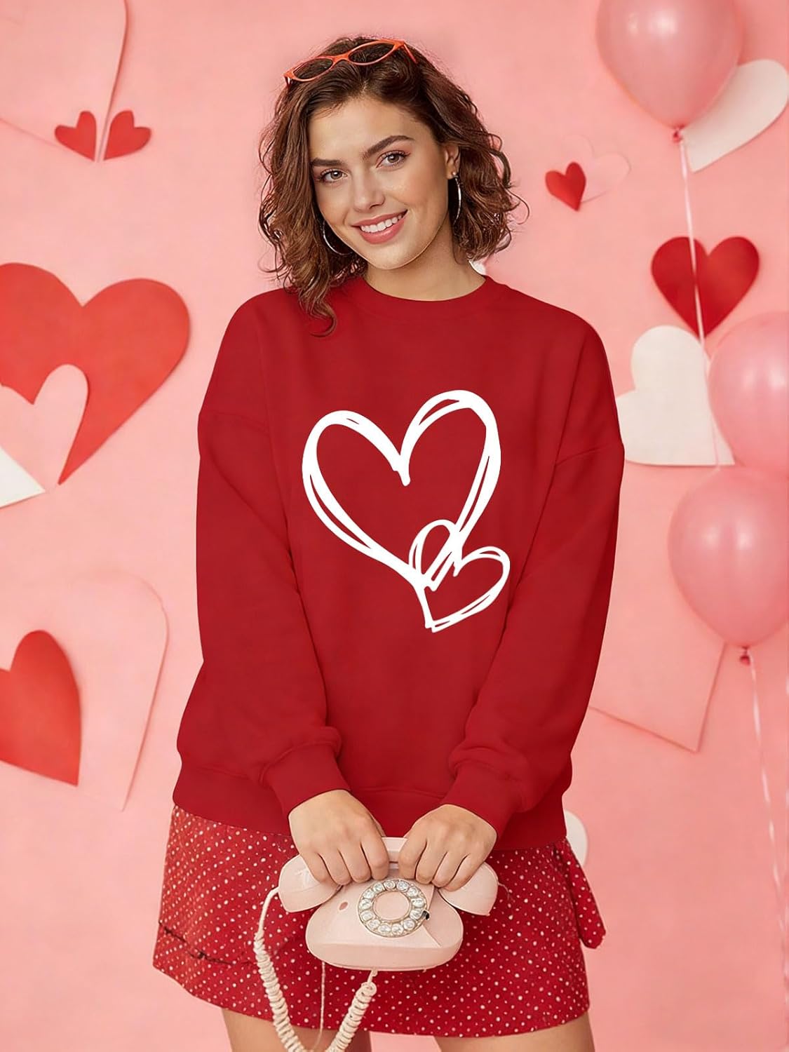 Plus Size Valentines Sweatshirts for Women Love Graphic Sweater Plus Size Trendy Long Sleeve Crewneck pullover - Image 3
