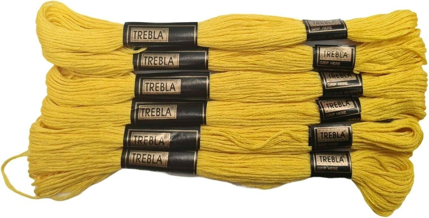 Trebla Pack of 6 Embroidery Thread/Skeins - 8m - Golden Yellow - Col. 516