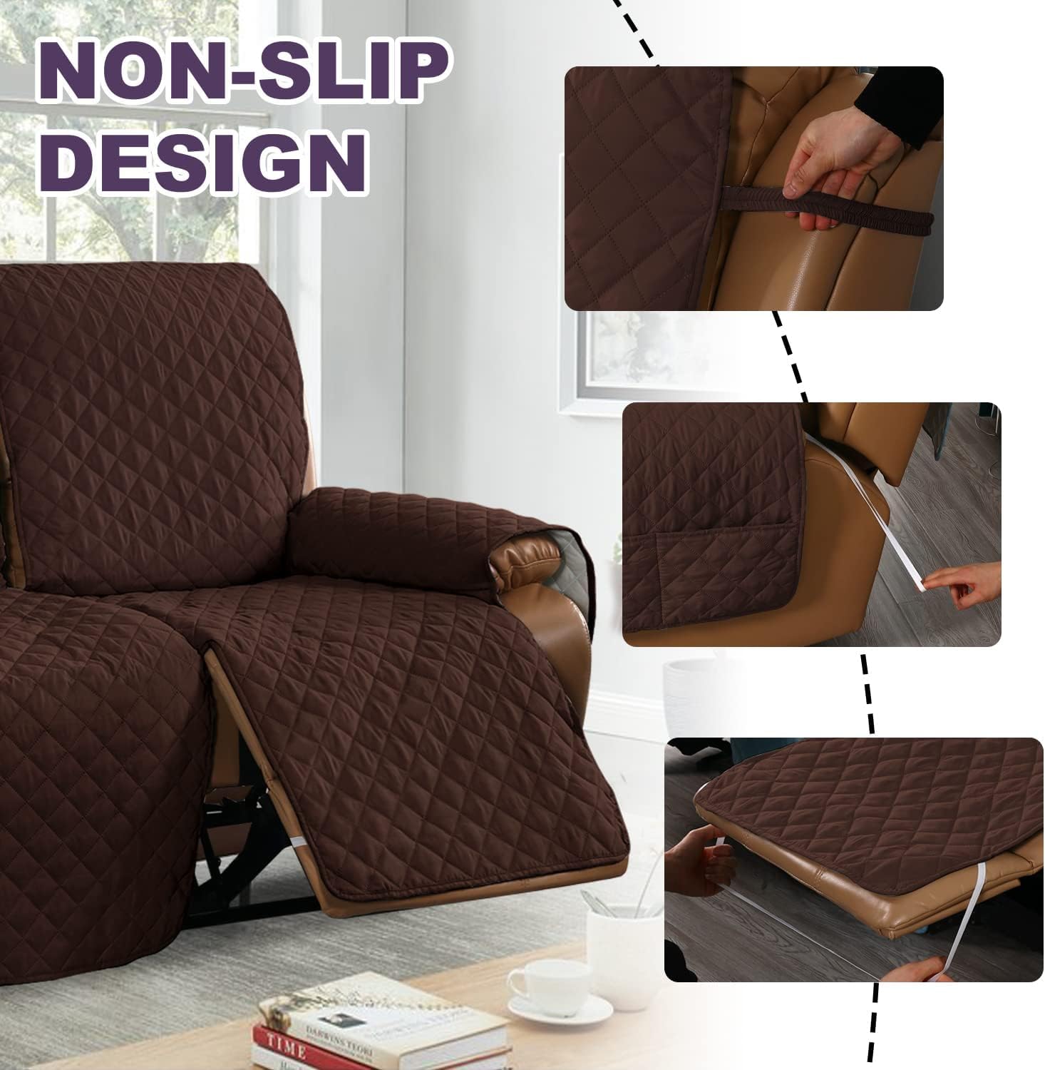 Recliner Chair/Sofa Slipcover With Pockets 2/3/1 Seat Recliner Stretch Sofa Covers Lazy Boy Chair Cover Reclining Couch Slipcover Fallon Collection Slipcover For Recliner With Elastic Bottom ( Color : - Image 3