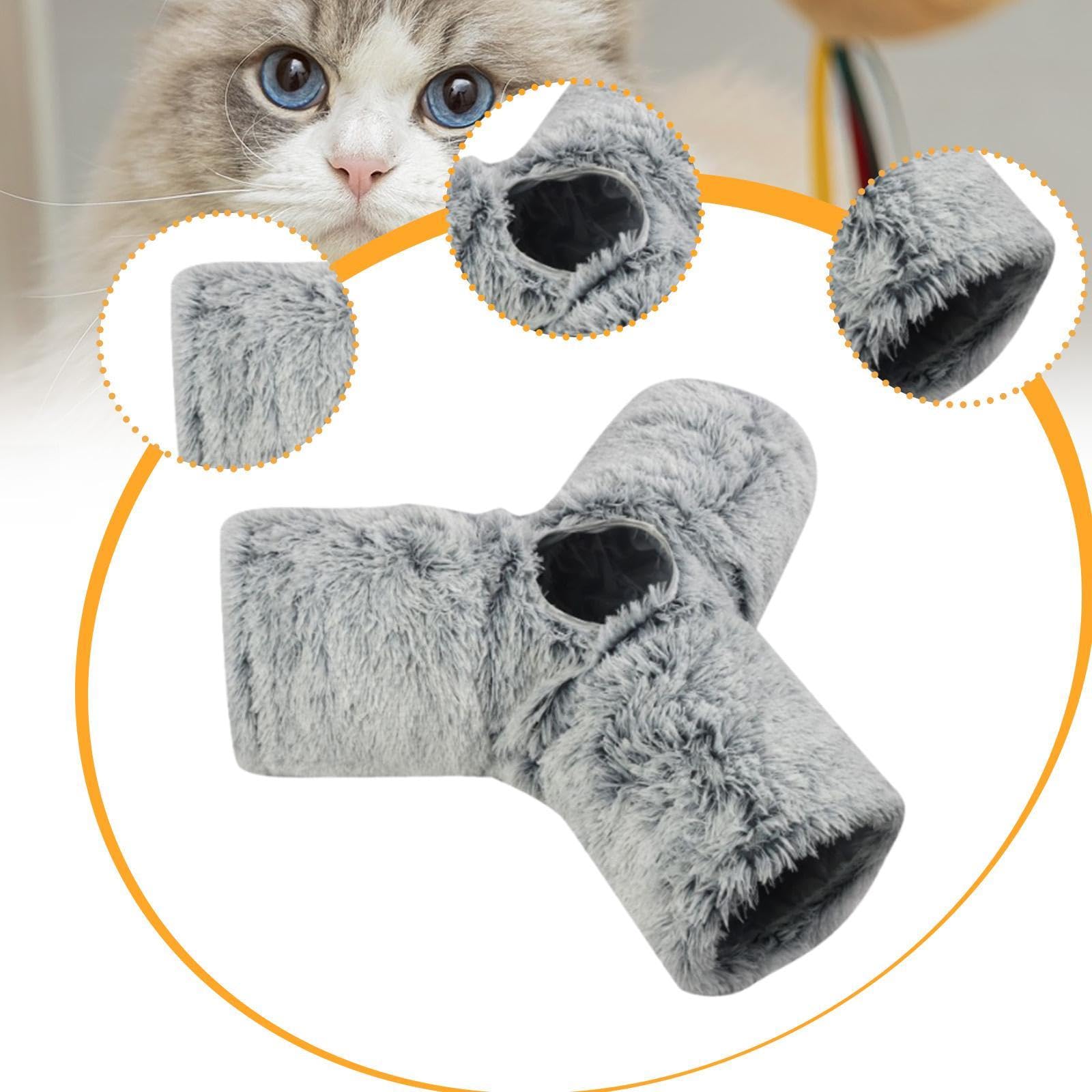 de Peluche para Gatos, Juguete para Mascotas, Práctico Y Portátil, 3 Vías, Túneles para Gatitos de Interior para Sala de Estar, Dormitorio, Casa, Gris