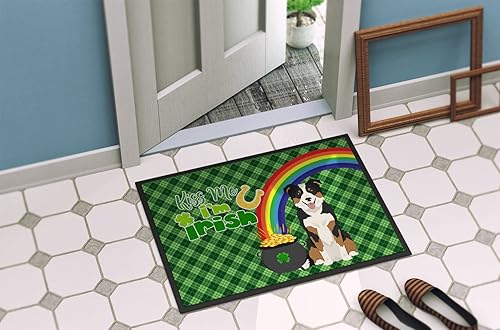 Miniatura 4 de Caroline's Treasures WDK4748JMAT - Tapete tricolor con borde Collie del día de San Patricio, 24 x 36 pulgadas, tapete para puerta delantera, para