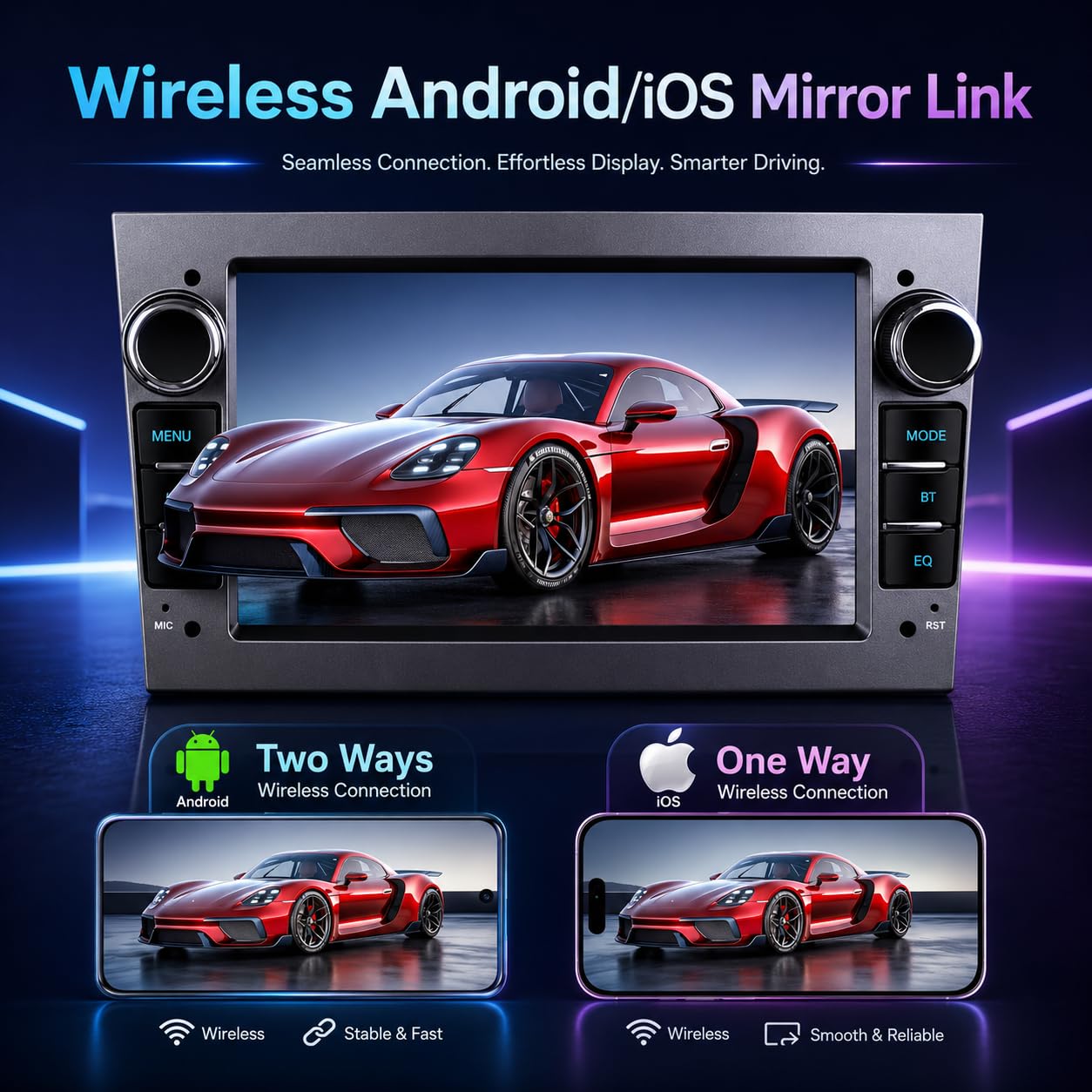 Radio Coche Bluetooth Opel Astra h/Zafira b/Vivaro/Meriva/Vectra/Combo/Antara/Vectra/Signum con Android Auto CarPlayWireless 7 Radio Coche Pantalla GPS Coche Camara SWC FM RDS