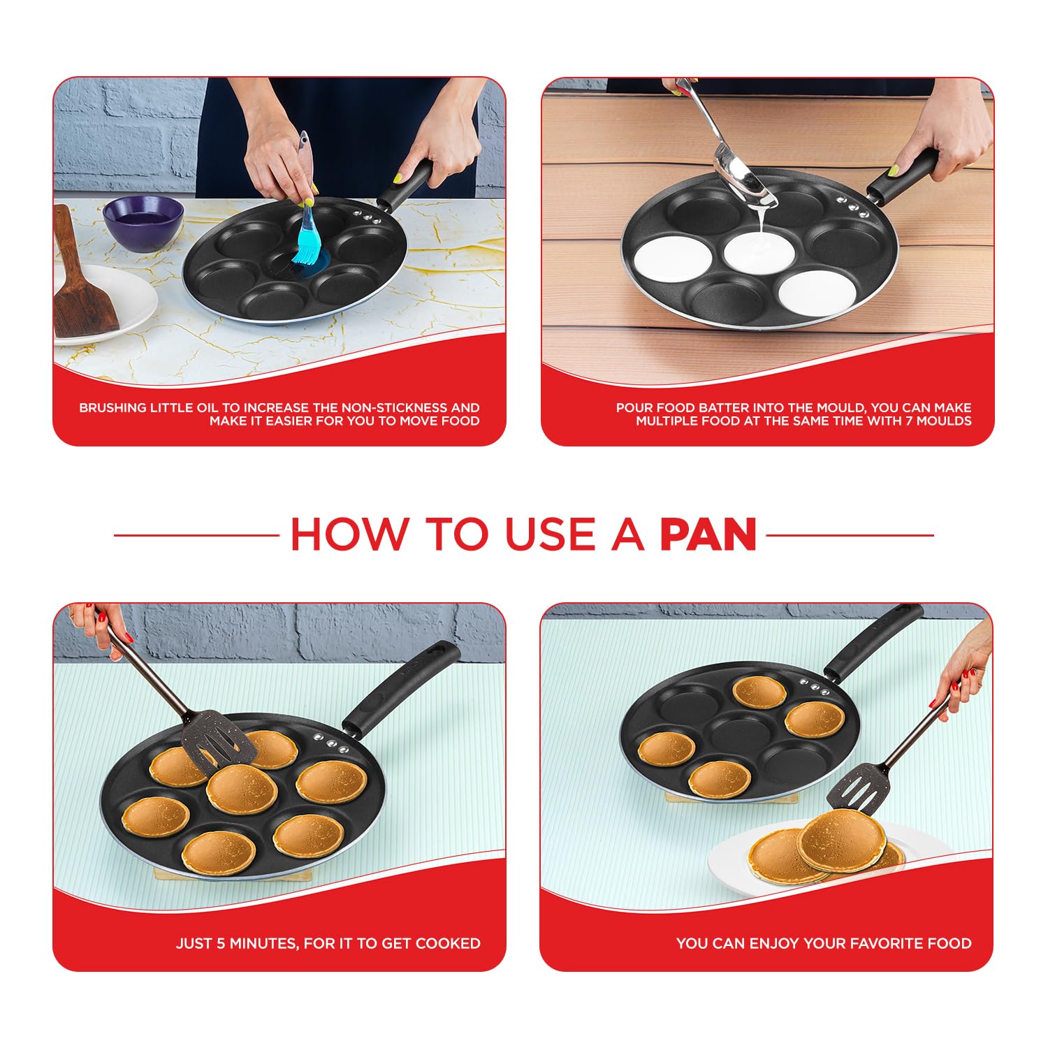 Vinod Mini Uttapam Pan - 7 Cavities -6 Vinod Mini Uttapam Pan - 7 Cavities -6