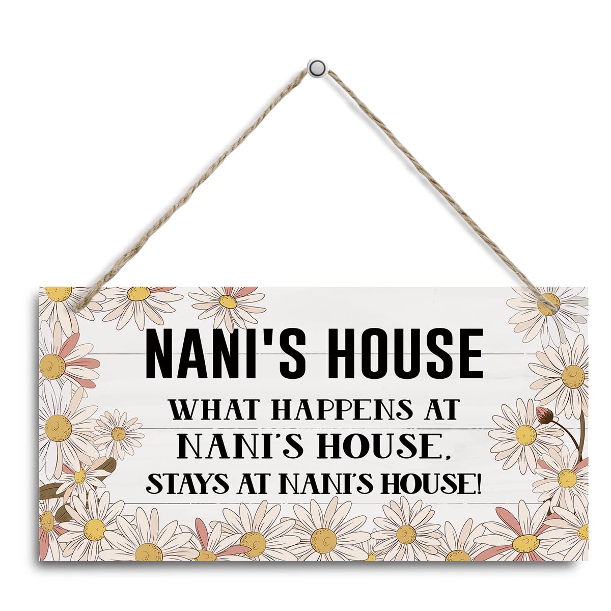 Nani’s House Sign, Nani Home Decor Gift, Decorative Hanging Wall Plaque Wood Sign, Farmhouse Decor for Front Door, Gift for Nani Grandma, Nani Gift for Mother’s Day Birthday Christmas…
