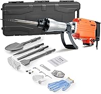 VEVOR 2200W Demolition Jack Hammer Electric Heavy Duty Concrete Breaker, 1350 BPM, 4 Chisels, Case & Gloves Included