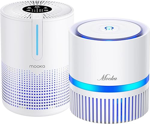 MOOKA Purificador de aire para dormitorio con filtro HEPA H13, filtro de aire pequeño de tamaño portátil para oficina en casa, casa rodante, 300