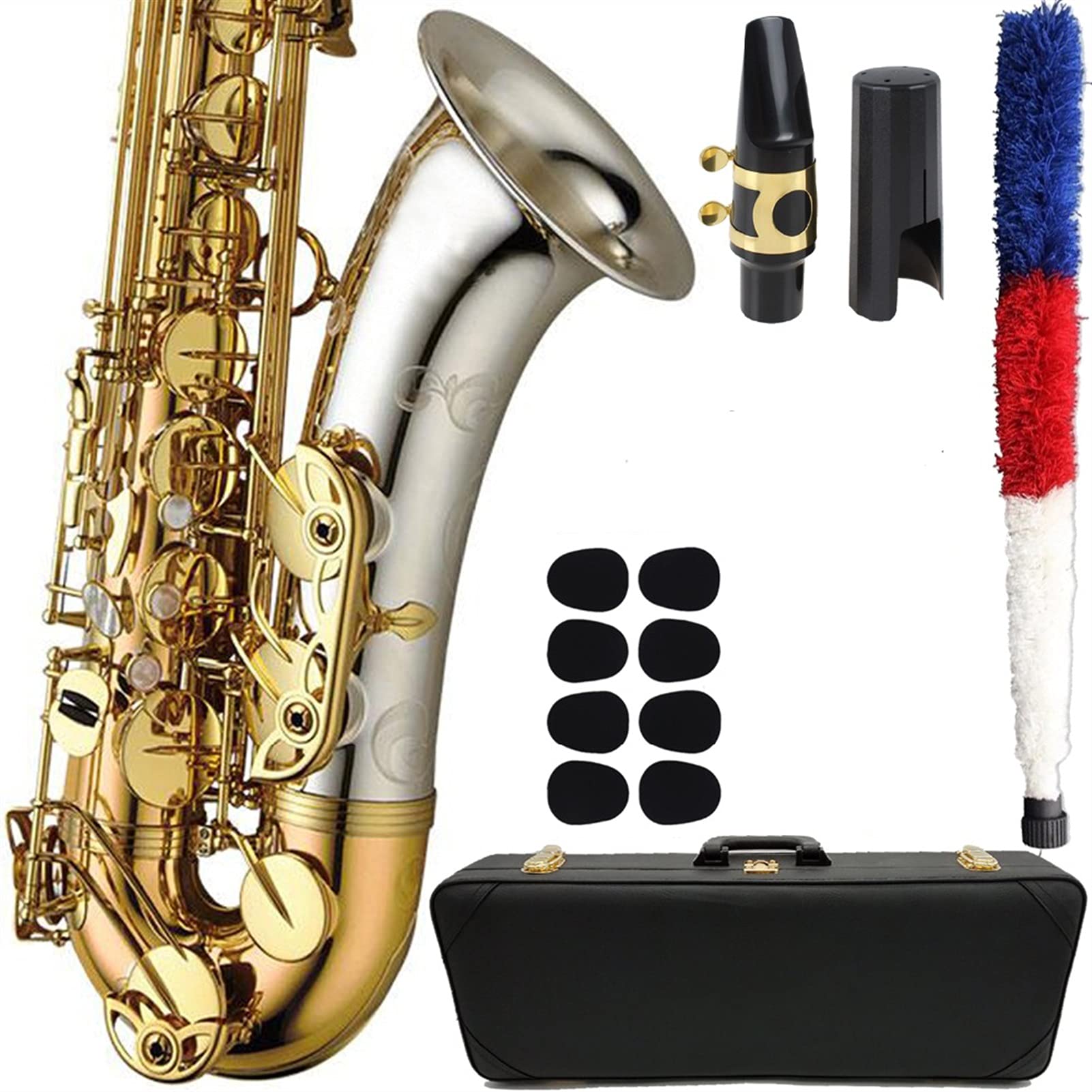 Set di Sassofono Tenori Sassofono Silvering Gold Lacquer Keys Keys Sax Tenor Bouthpiece Canne