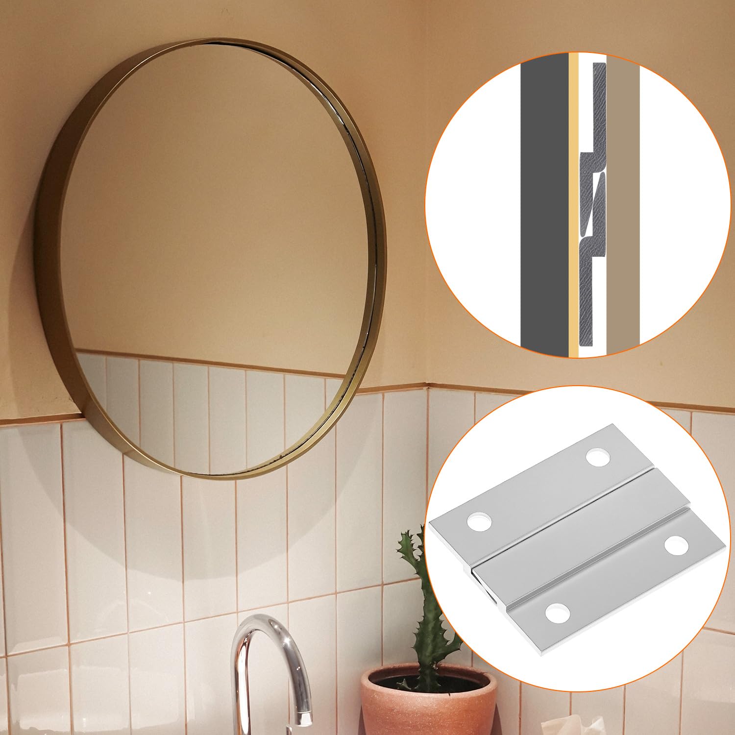 QWORK® 2 works Aluminum French Cleat Picture Hanger Mirror Hanger, 2"/50mm, Supports 30lbs/13.6KG - Image 4