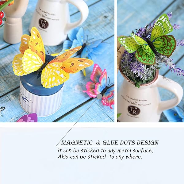 OPSEAM Butterfly Wall Decor 24/48 PCS, 3D Butterflies Stickers for Party Decorations with Magnets(Colorful, 24) - 5