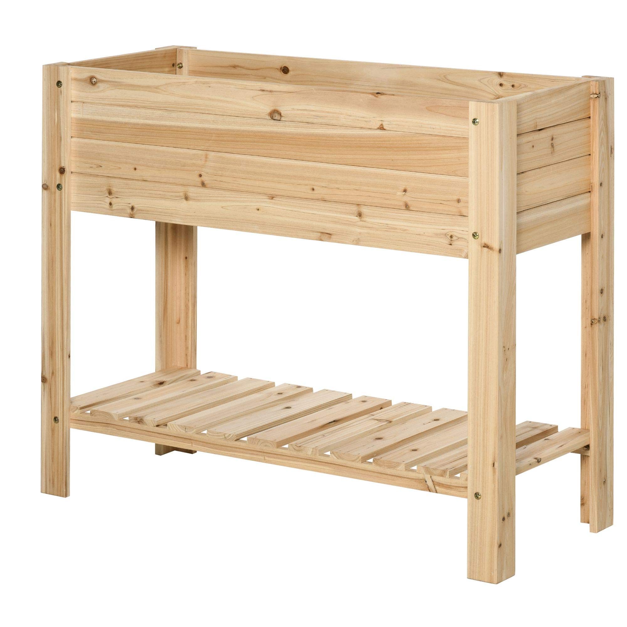 Outsunny Wooden Raised Garden Bed Plant Stand Box With Clapboard 100 X 40 X 84Cm