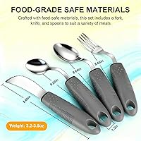 Vista 2 de Haiou Juego de cubiertos adaptativos de 4 piezas, utensilios en ángulo de 42° para pacientes de Parkinson y ancianos con temblores de mano