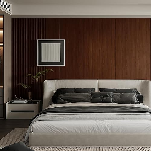 Miniatura 4 de YLL YLL Paquete de 6 paneles de pared de listones con 2 bordes, listones de grano de madera de 96 x 6.2 pulgadas, paneles de pared 3D WPC rejilla de