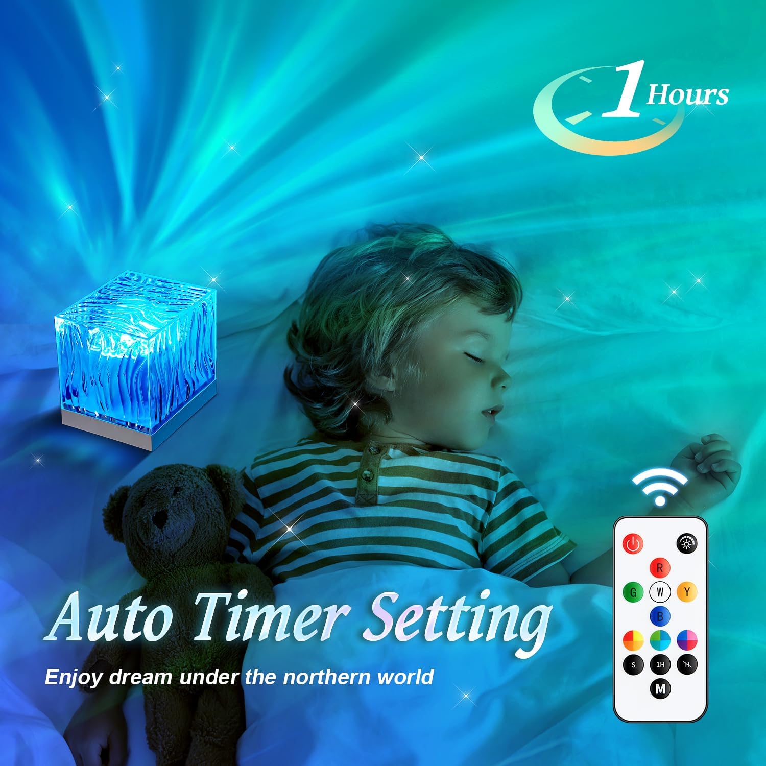 PIKOY Proyector de cielo estrellado para niños, lámpara de aurora de 18 modos de luz, lámpara de aurora de control remoto, luz nocturna de control remoto, proyector de galaxia, proyector de aurora