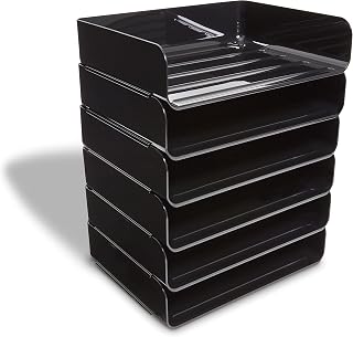 Staples TRU RED Side Load Stackable Plastic Letter Tray, Black, 12/Carton (TR55329VS)