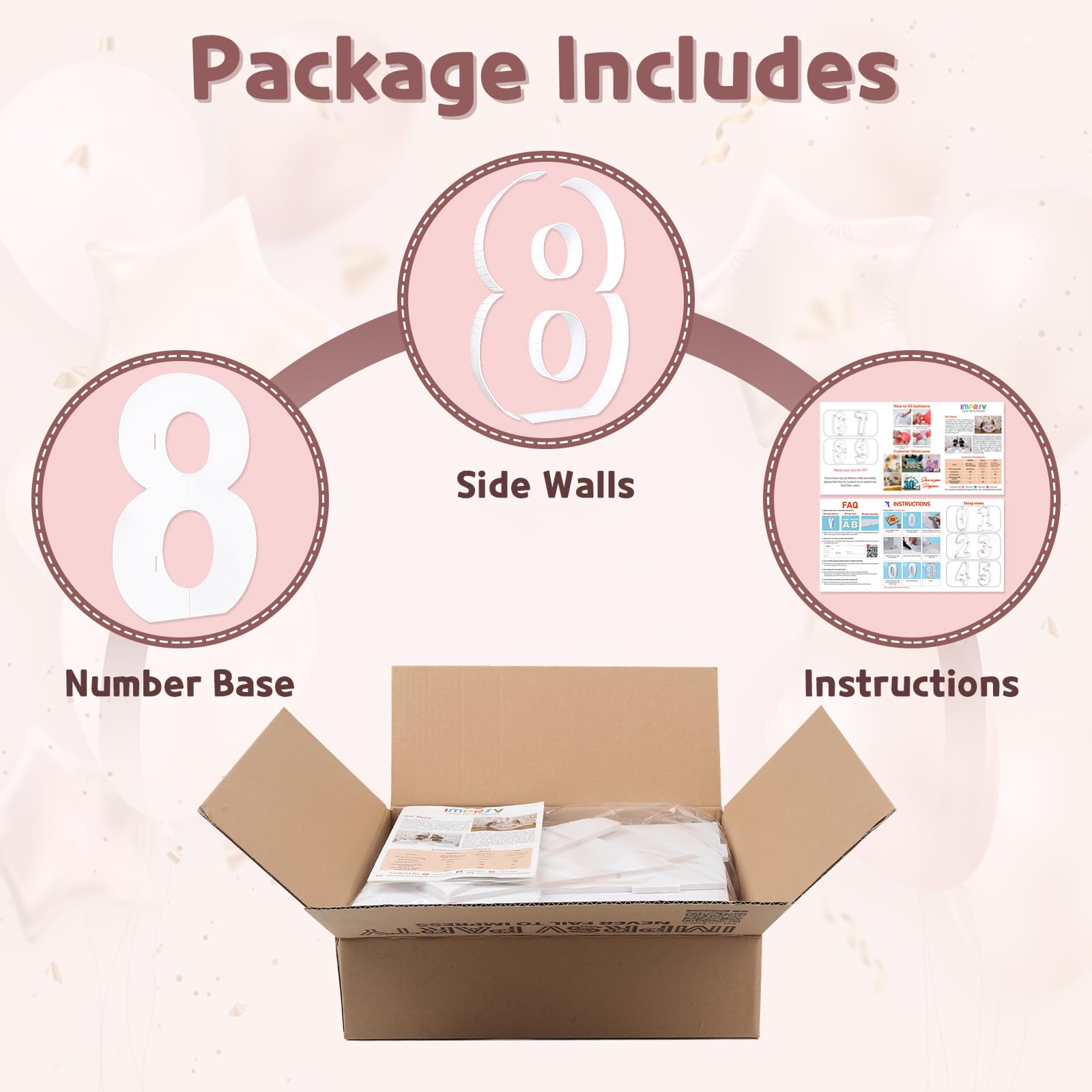 imprsv 3FT Mosaic Numbers for Balloons - Marquee Number Frame - 18th & 80th Birthday Decor - Anniversary Decor