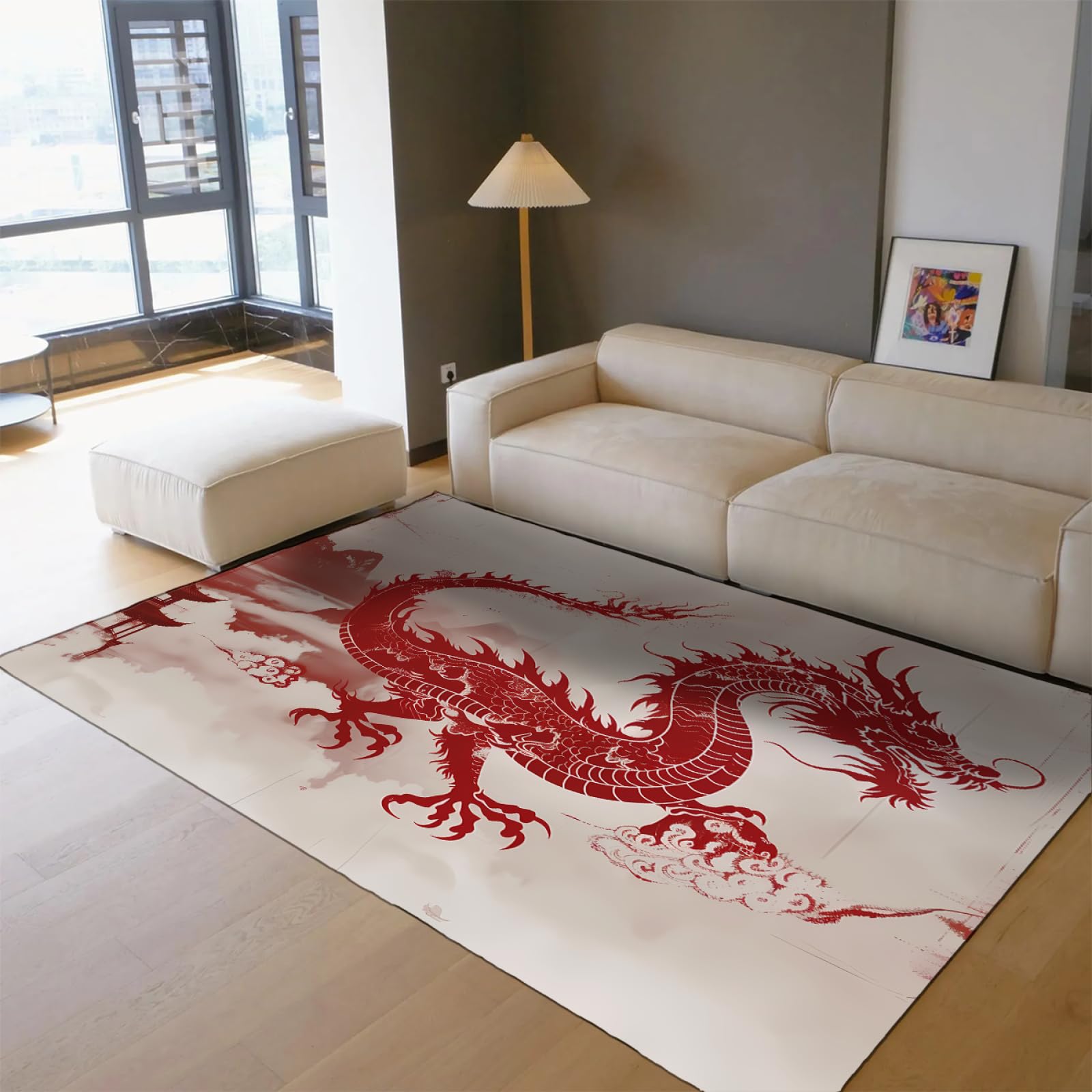 Tappeto Red Dragon 80x150cm Tappeti artistici da taglio della carta tradizionali asiatici per soggiorno Tappeto vintage moderno per l'arredamento dell'ufficio domestico