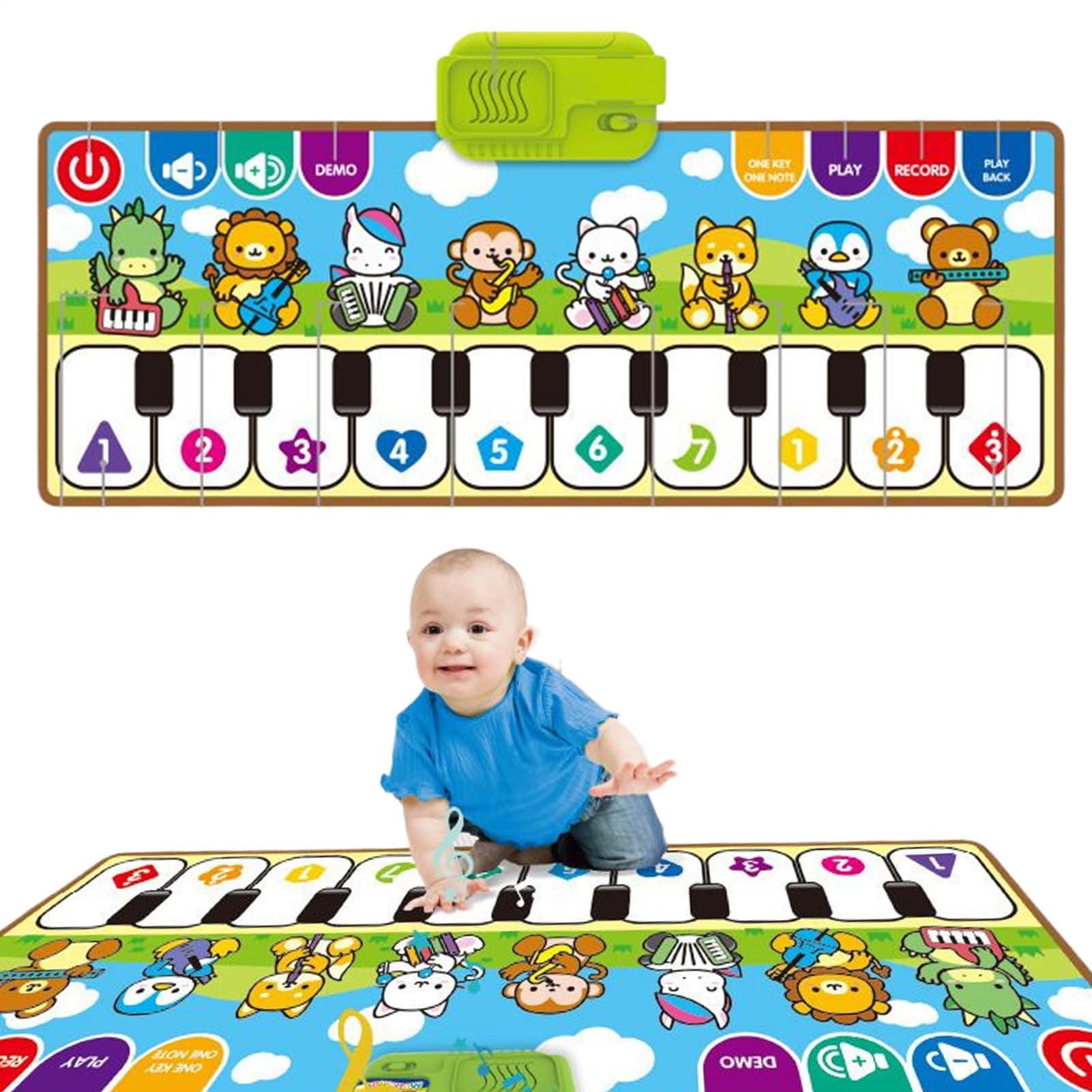 Piano Musical Mat, Toddler Floor Piano Electric Play Mat, Music Dance Interactive Toy with Instruments Sounds for Home Preschoolers Pupils Girls Boys Children