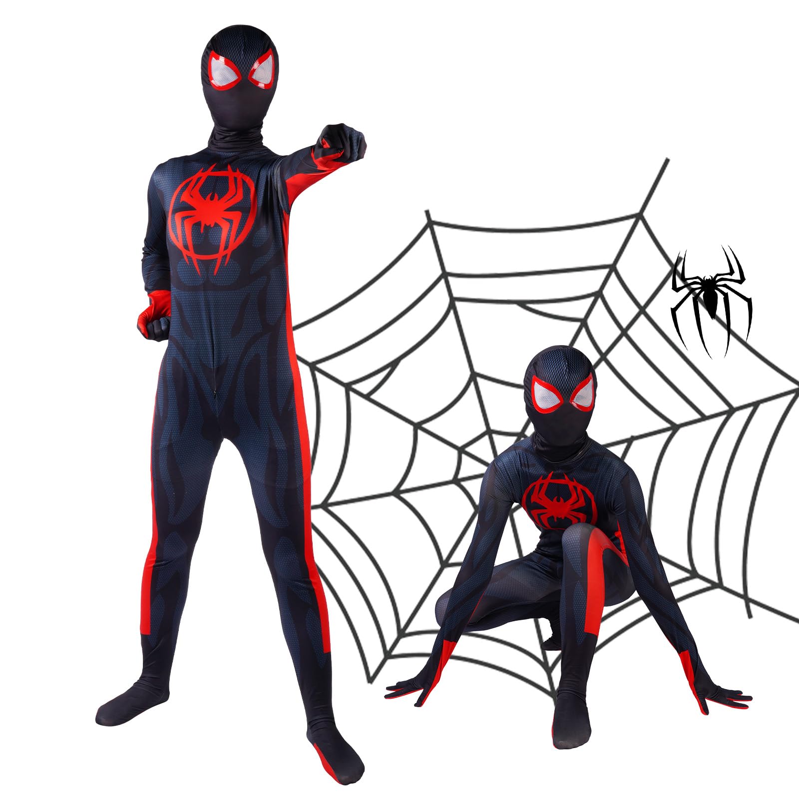 ACWOO Superhero Costume for Kids Boys, Superhero Spider Costume Bodysuit with Mask, 3D Superhero Kids Cosplay Fancy Dress for Halloween Party Carnival Cosplay Movie Fancy Dress Props