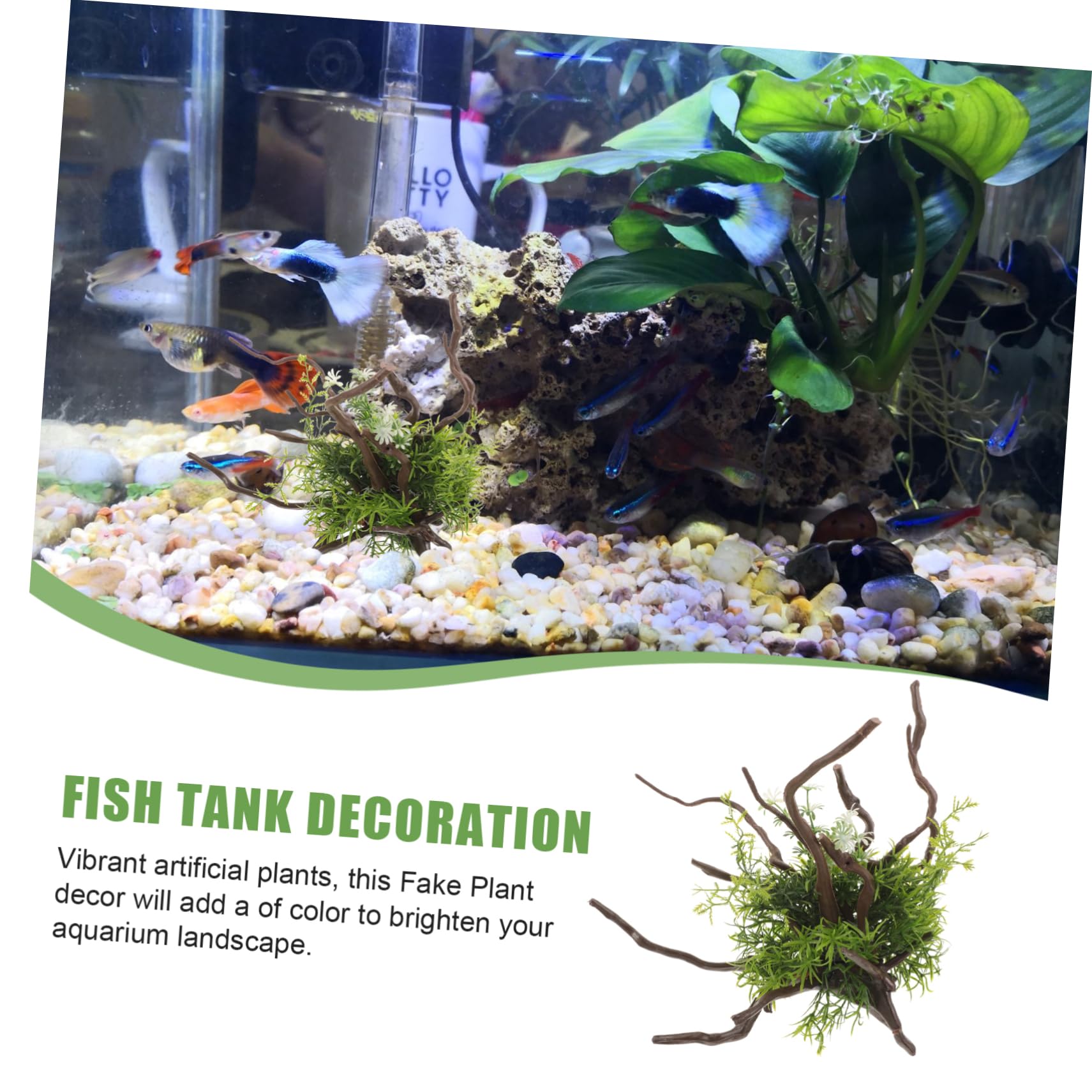 BESPORTBLE 2 Pièces Ornement Aquatique Herbe De Réservoir De Poissons Mini-Aquarium Plantes De Gazon Artificiel Pompe D'aquarium Décorations D'aquarium Aquarium Artificiel Air Trousse Résine