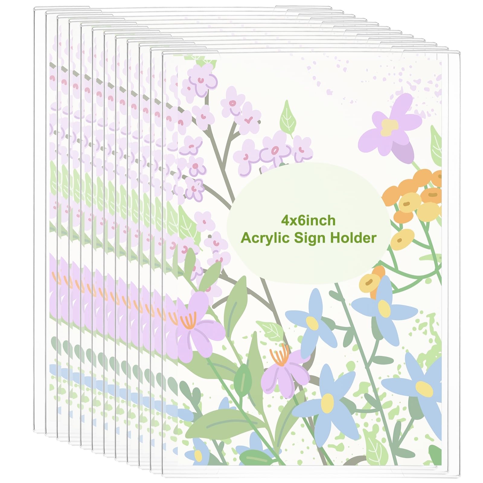 PATIKIL Acrylic Sign Holder, 12 Pack 4x6 Wall Sign Paper Holder Clear Picture Frame with Double Side Adhesive Tape for Office Restaurant Memo Menu Guide, Horizontal