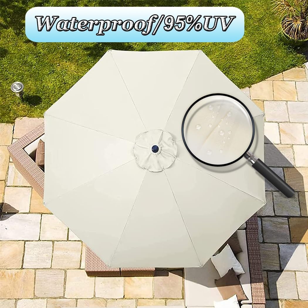 Canopy - Paraplu vervangende doek voor buiten patio tafel paraplu vervangende hoes, vrijdragende parasol bovenzijde stoffen hoes zonnescherm doek, UV 50 tuinparasol vervangende luifel (bruin, 200 cm