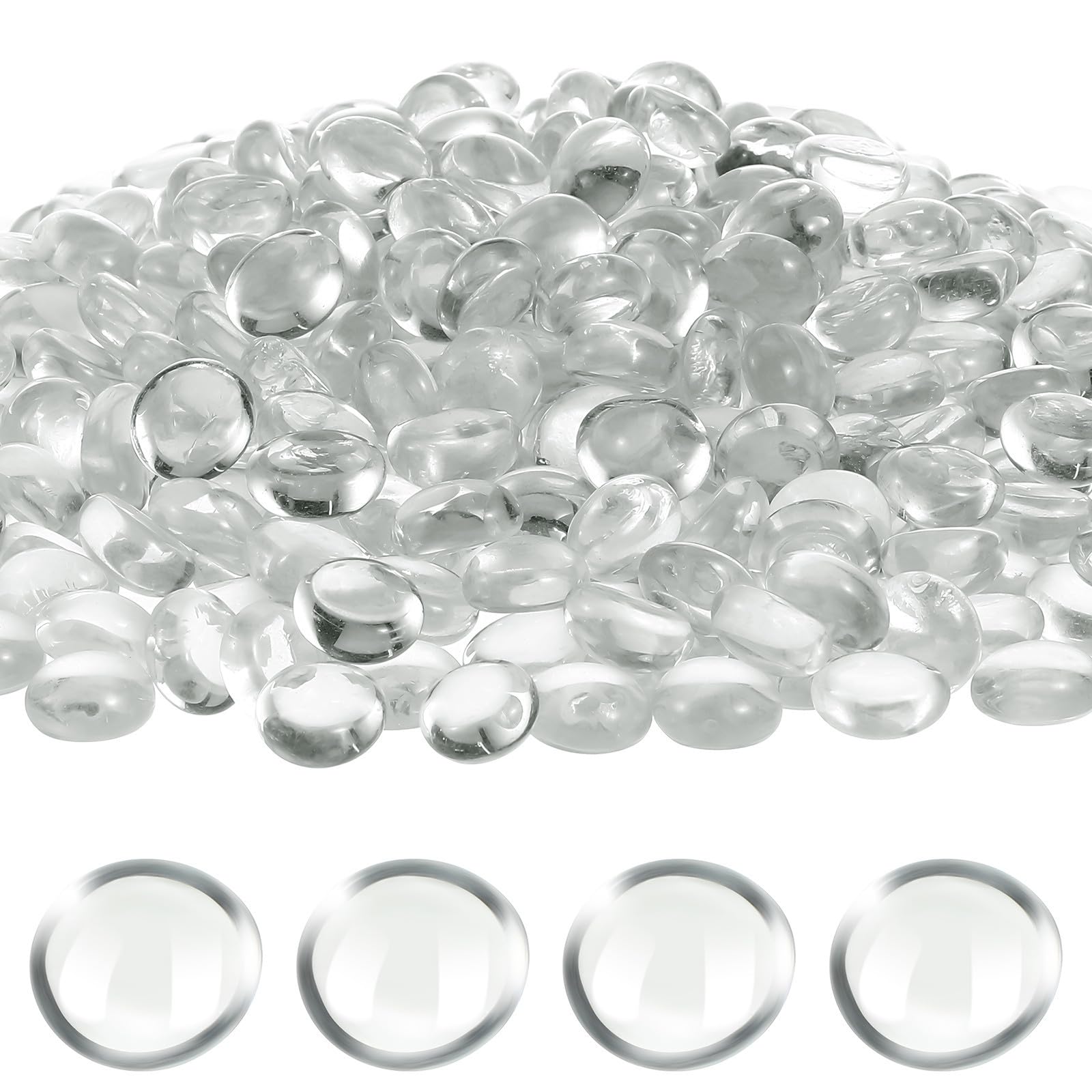 Sosoport Klare Glasmurmeln Flache Vasenfüllsteine aus Glas Transparente Dekomurmeln für Aquarien und Bastelprojekte