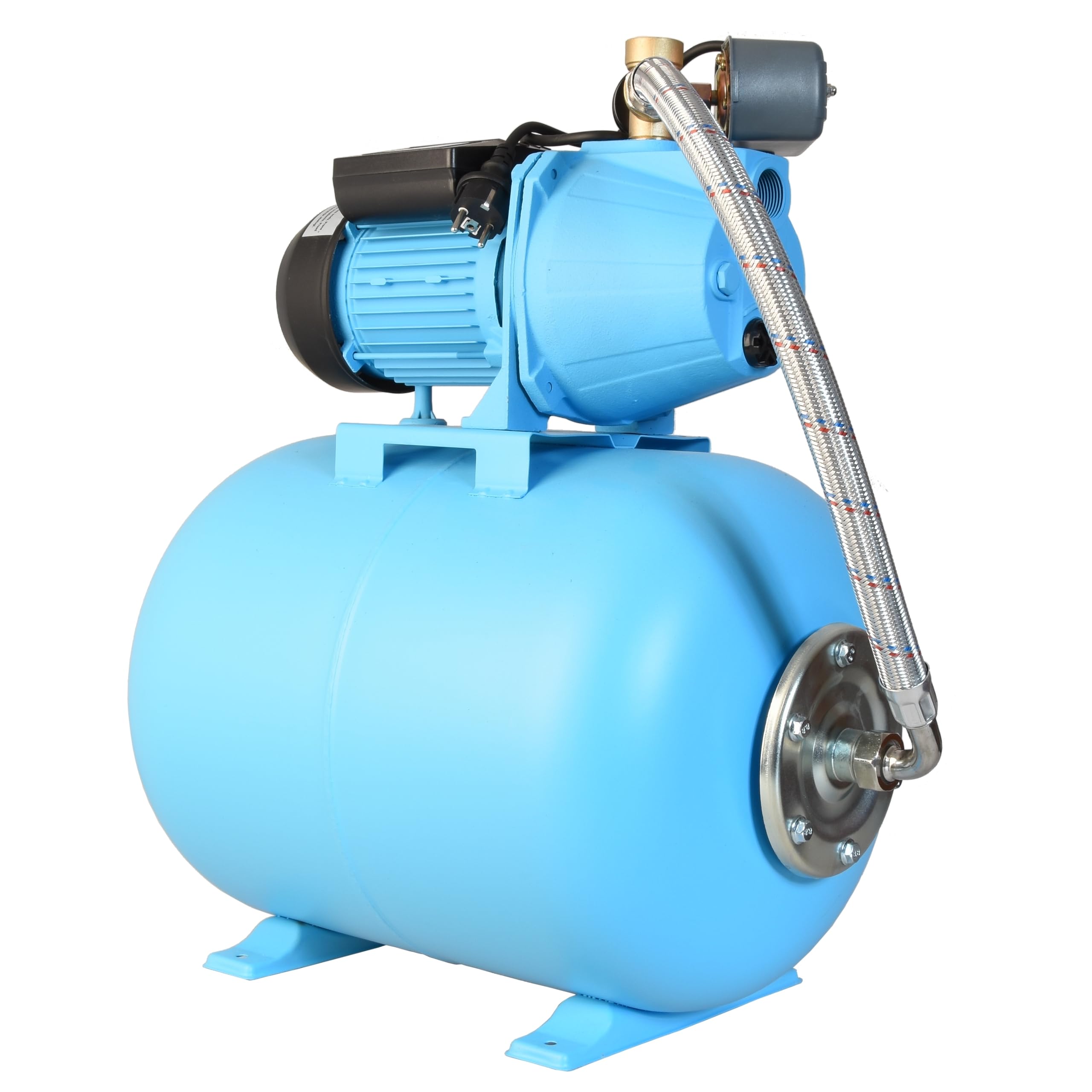 Hauswasserwerk SET 100S - Geräuscharmer Hochdruck-Wasserpumpe 3600L/H - Pumpe zur Hauswasserversorgung mit 50L Membrankessel - Gußeisen - 1100W max Förderhöhe 50m - Ideal für Gartenbewässerung