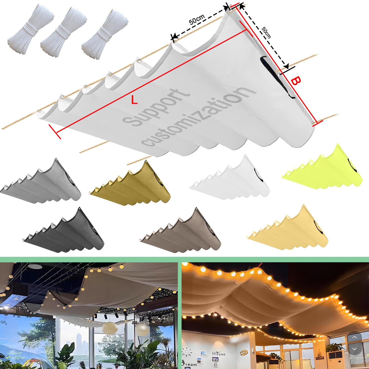 Einziehbar Welle Sonnensegel 100x300cm(BxL) Verstellbar Schattenabdeckung Sonnenschutz Wasserdicht Outdoor Pergola UV-beständig Markise Anwendbar auf Terrasse Garten Weiß