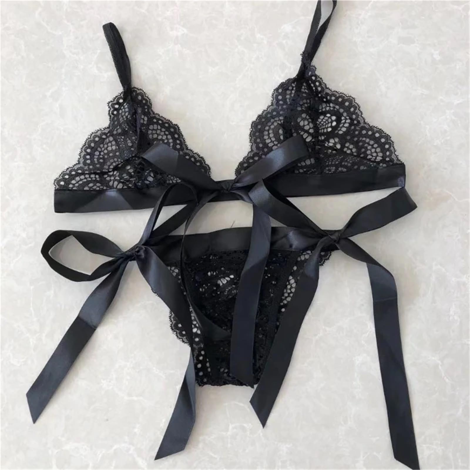 Mutandine sopra il ginocchio Set di lingerie da donna in pizzo sexy con reggiseno e mutandine, set di lingerie da donna trasparente in rosso, set di biancheria intima ultrasottile senza fodera