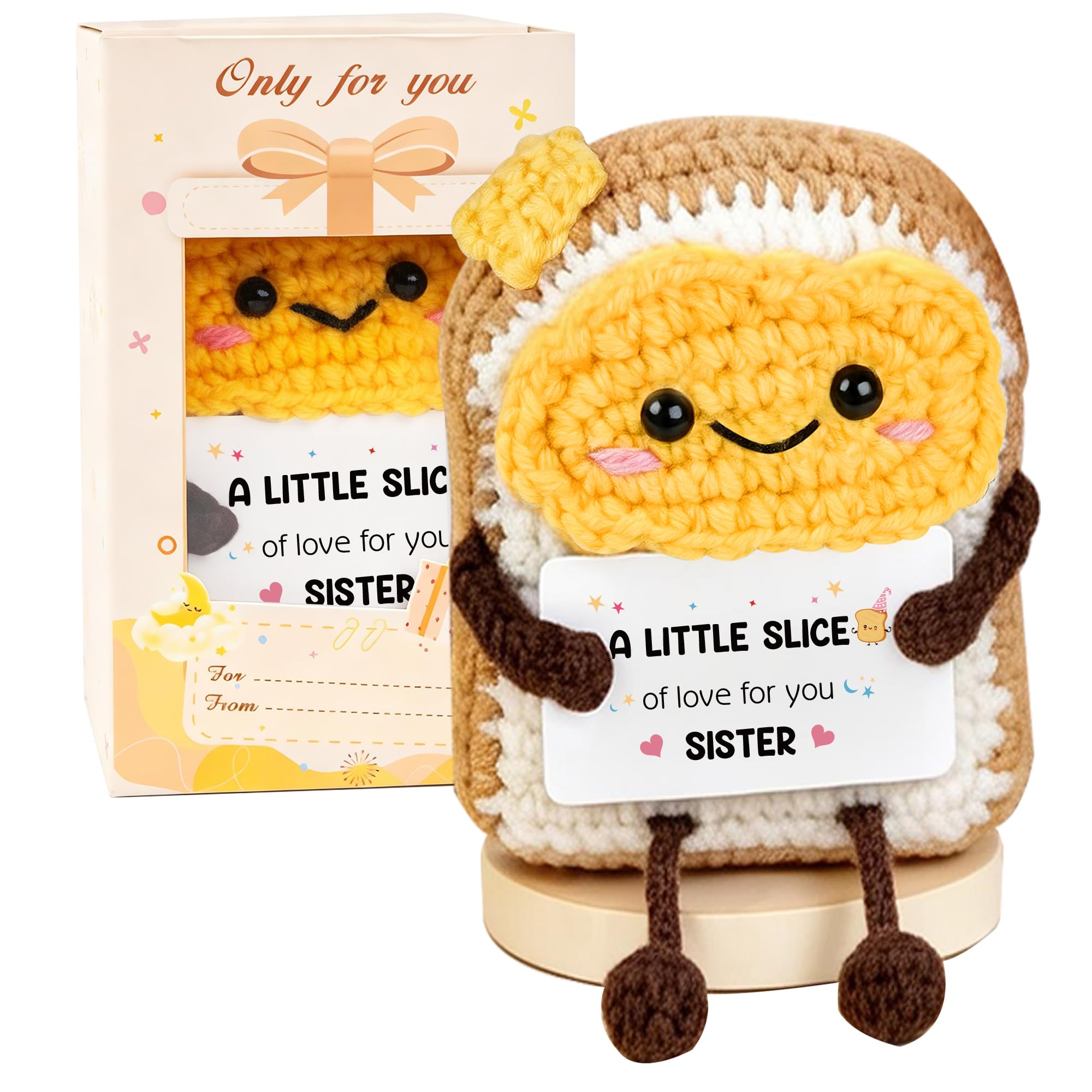WITCOLOR Gift for Sister - Handmade Crochet Toast, Lovely Family Memento