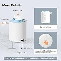Vista 2 de FLEXTAILGEAR Tiny Pump X - Bomba de aire portátil de tamaño ultrapequeño - luz de campamento, con batería de 1300 mAh, recargable por USB