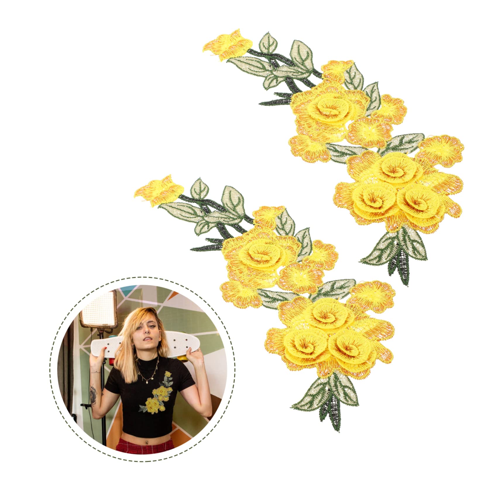 Kleiderapplikationen, Gestickte Blumen-Stoffaufnäher, 6 Stück, romantische Aufnäher